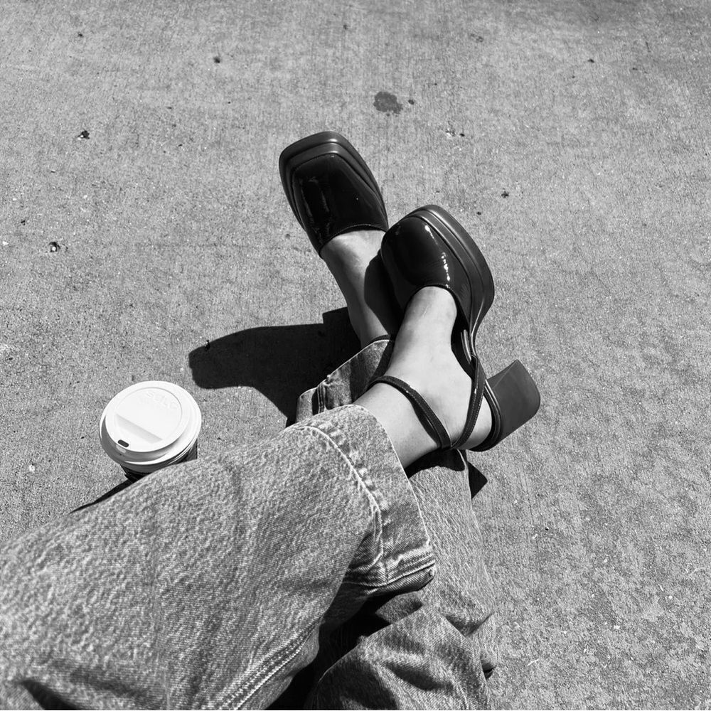 Free People Double Stack Platform Mary Janes GOLD 37